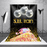 Lofaris Soul Train Themed Photography Backdrop 70s Disco Party with Mirror Balls Retro Funk and R&B Dance Decor